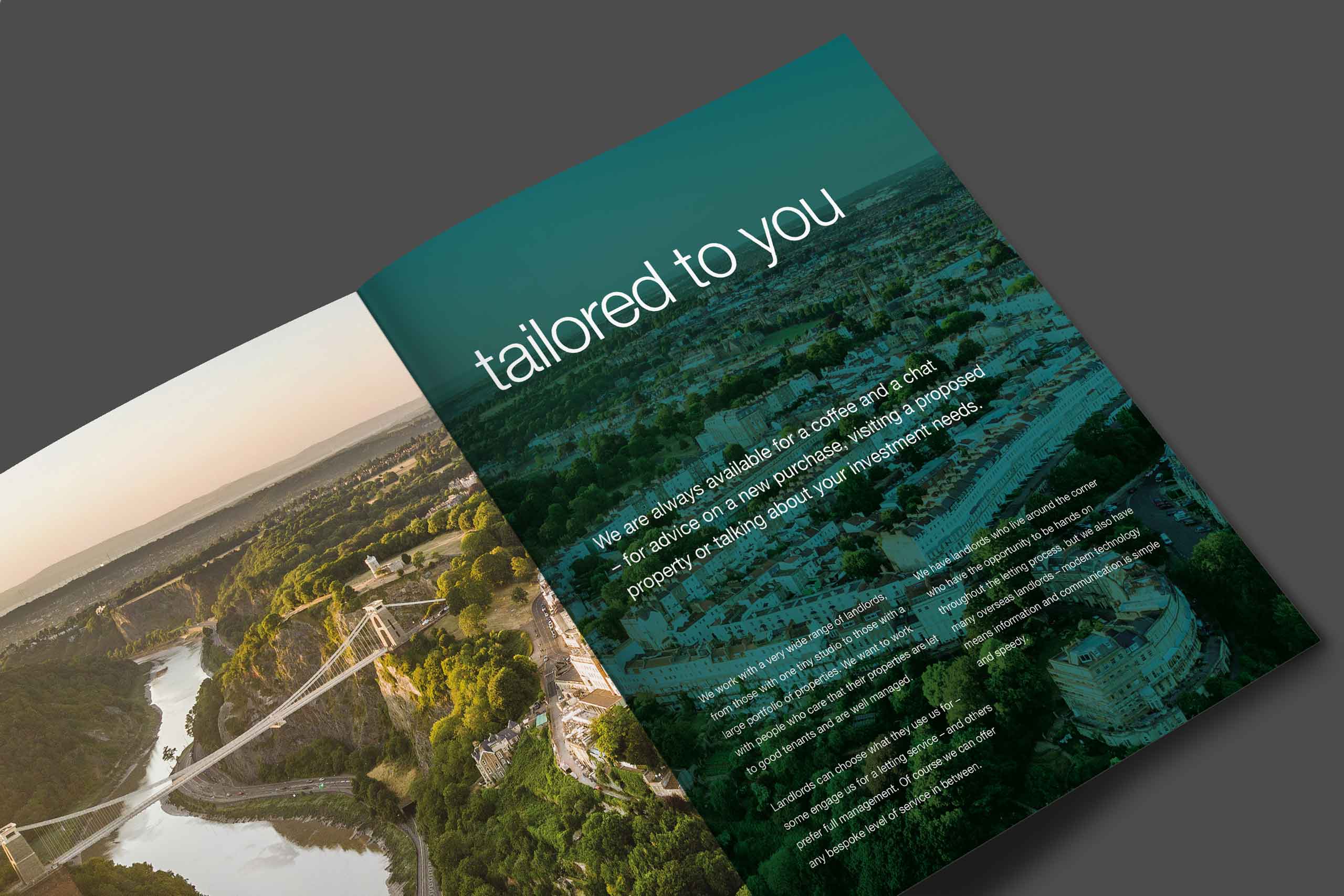 Angled spread of a brochure